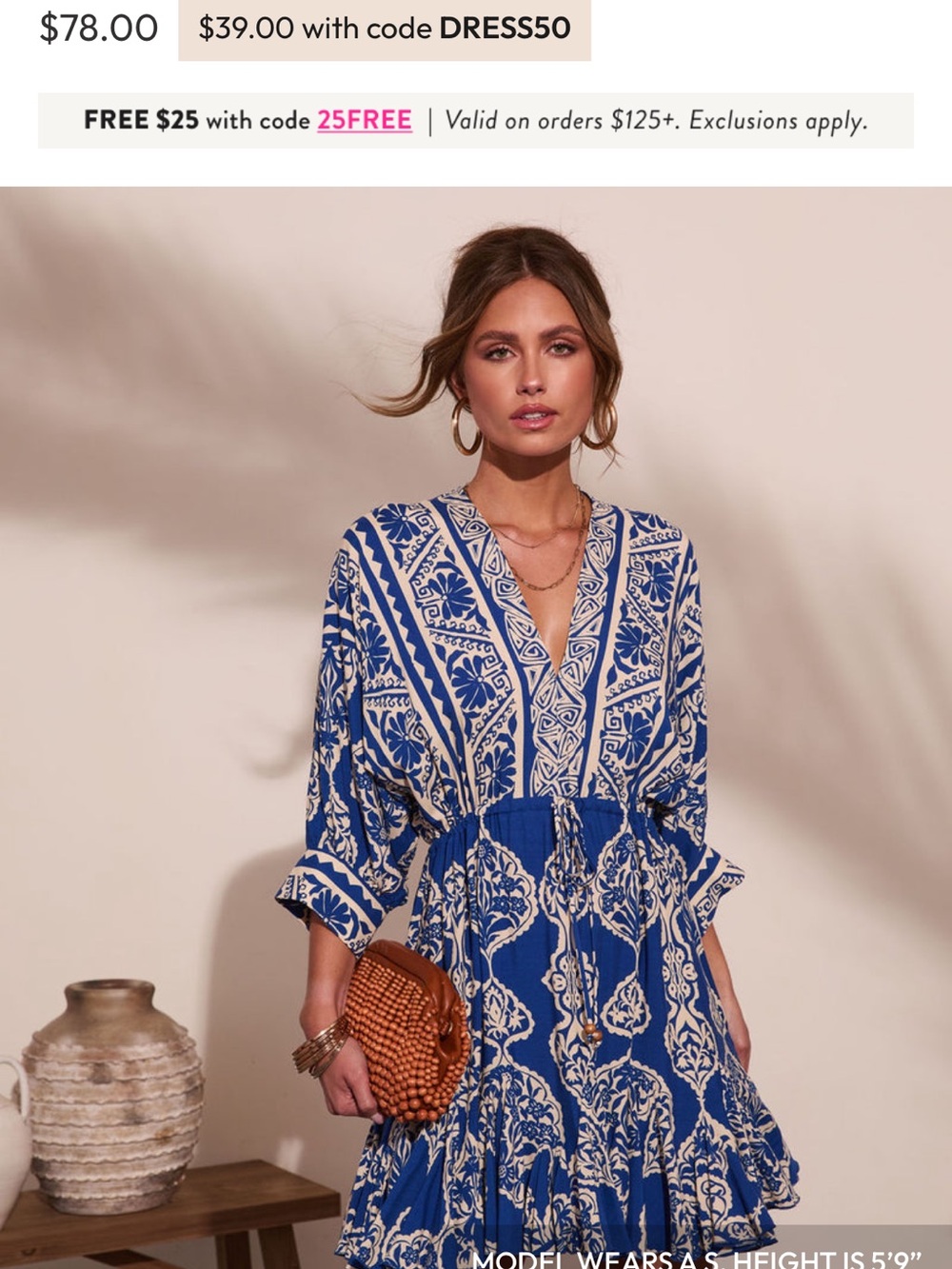 Vici Blue and White Printed Mini Dress